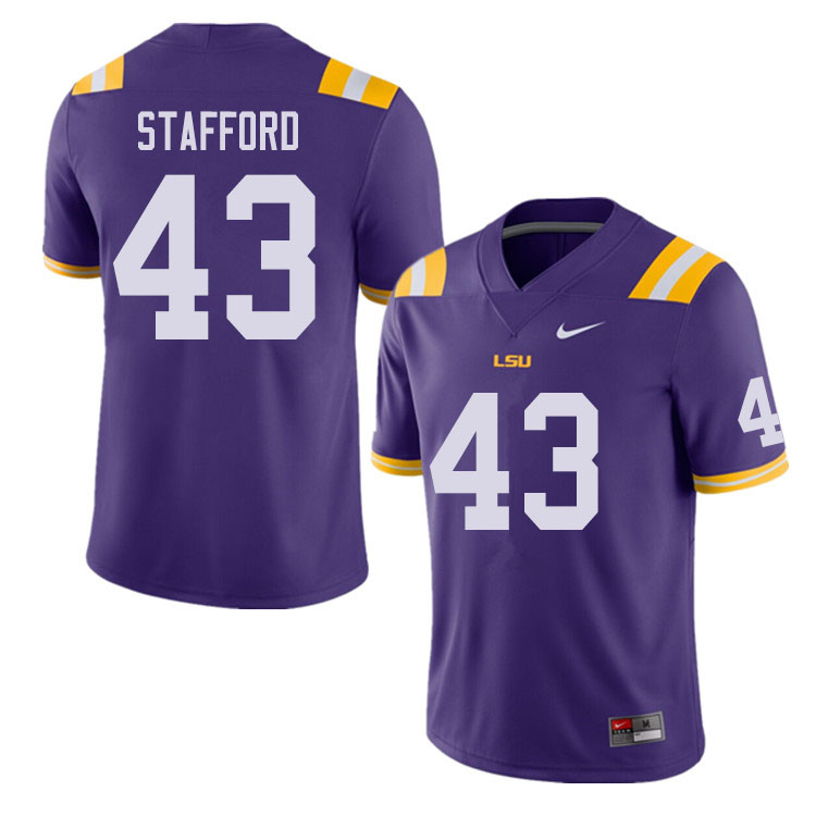 Men #43 Preston Stafford LSU Tigers College Football Jerseys Sale-Purple - Click Image to Close